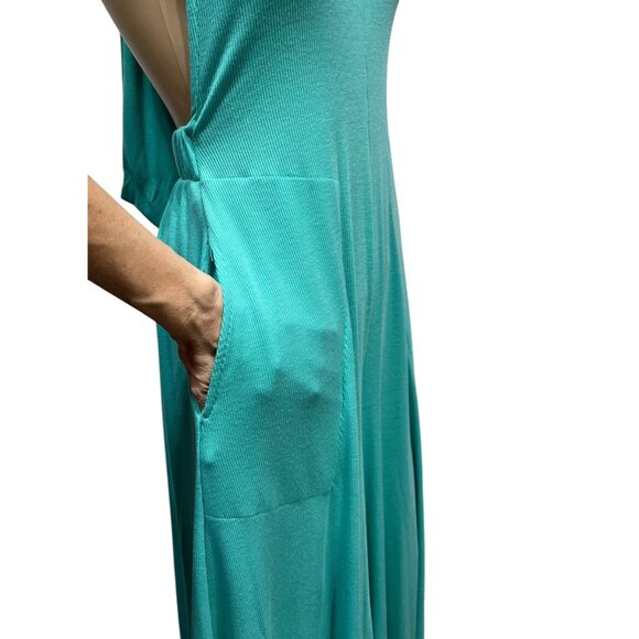 Free People Beach Leigh Open Back Halter Wide Leg Jumpsuit Small Size Green NWT - Picture 5 of 9